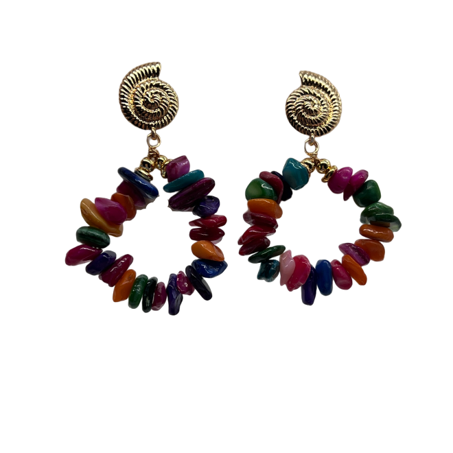 Vintage Natural Stone Drop Earrings For Women Gold Tone Dainty Statement Earrings