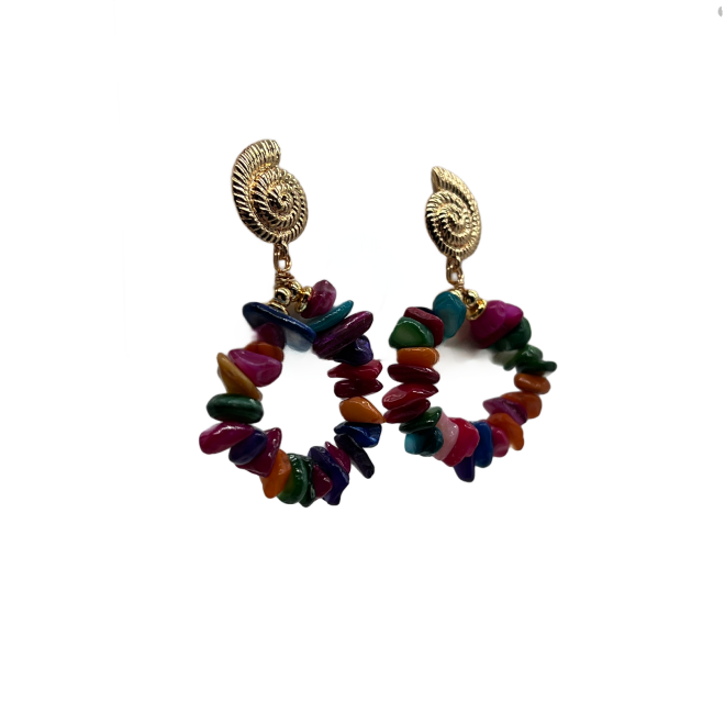 Vintage Natural Stone Drop Earrings For Women Gold Tone Dainty Statement Earrings