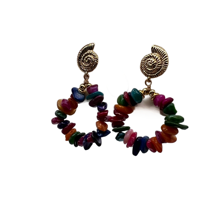 Vintage Natural Stone Drop Earrings For Women Gold Tone Dainty Statement Earrings