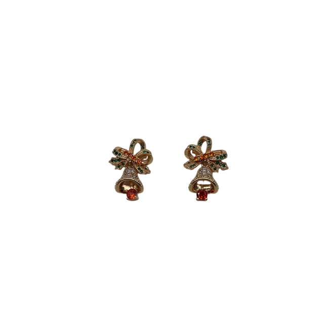 Christmas Bell Drop Earrings For Women Gold Tone Festival Statement Earrings