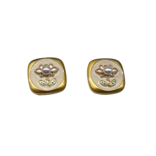 Vintage White Square Stud Earrings For Women Gold Tone Dainty Statement Earrings