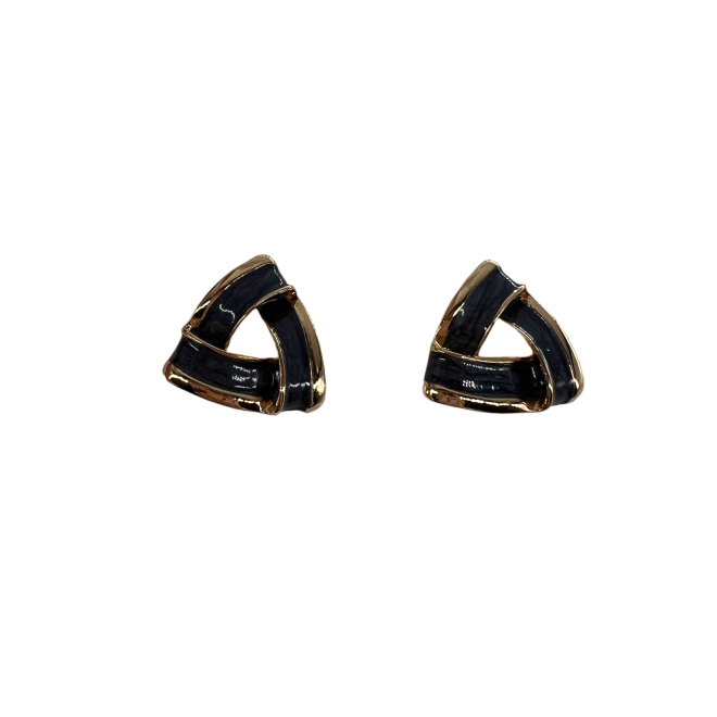 Vintage Blue Triangle Stud Earrings For Women Gold Tone Dainty Statement Earrings