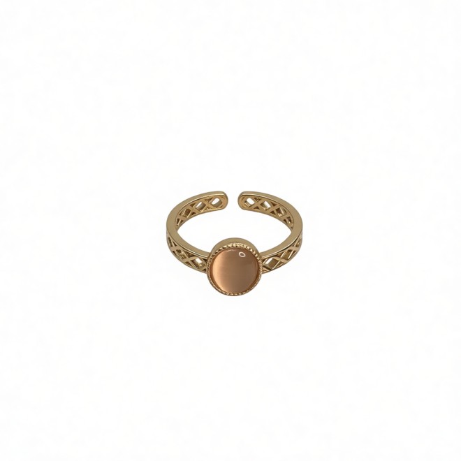 Vintage Oval Natural Stone Open Statement Ring For Women,Gold-Toned Adjustable Expandable Ring