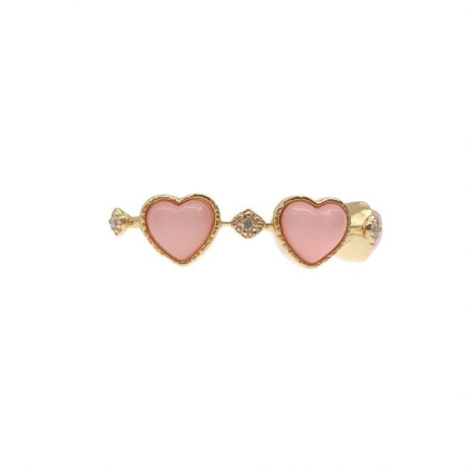 Vintage Pink Heart Open Statement Ring For Women,Gold-Toned Adjustable Expandable Ring