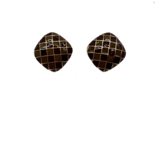 Vintage Square Plaid Stud Earrings For Women Gold Tone Dainty Statement Earrings