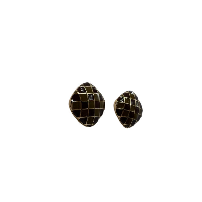 Vintage Square Plaid Stud Earrings For Women Gold Tone Dainty Statement Earrings