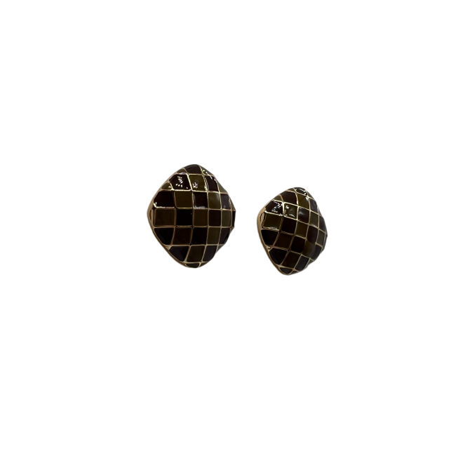 Vintage Square Plaid Stud Earrings For Women Gold Tone Dainty Statement Earrings