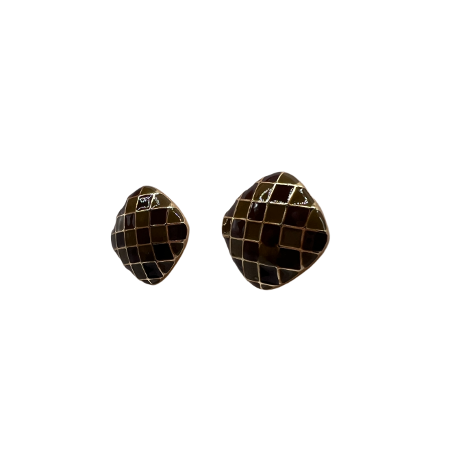 Vintage Square Plaid Stud Earrings For Women Gold Tone Dainty Statement Earrings