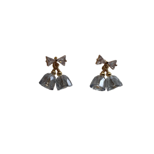 Zircon Christmas Bell Drop Earrings For Women Gold Tone Festival Statement Earrings