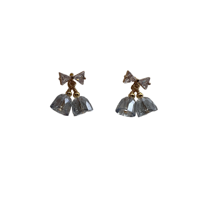 Zircon Christmas Bell Drop Earrings For Women Gold Tone Festival Statement Earrings