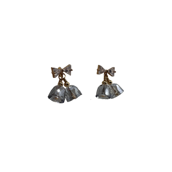 Zircon Christmas Bell Drop Earrings For Women Gold Tone Festival Statement Earrings