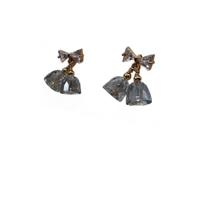 Zircon Christmas Bell Drop Earrings For Women Gold Tone Festival Statement Earrings