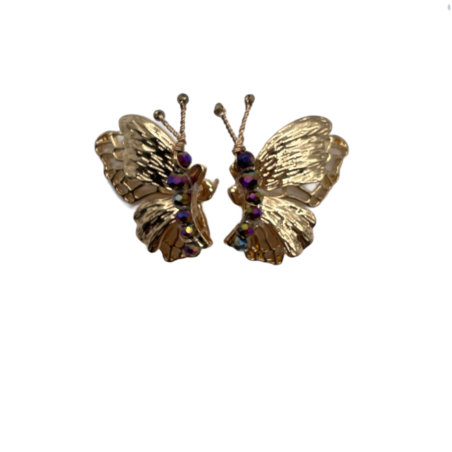 Vintage Gold Butterfly Stud Earrings For Women Gold Tone Dainty Statement Earrings