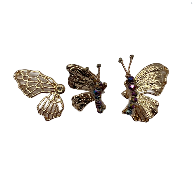Vintage Gold Butterfly Stud Earrings For Women Gold Tone Dainty Statement Earrings