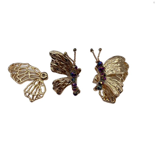 Vintage Gold Butterfly Stud Earrings For Women Gold Tone Dainty Statement Earrings