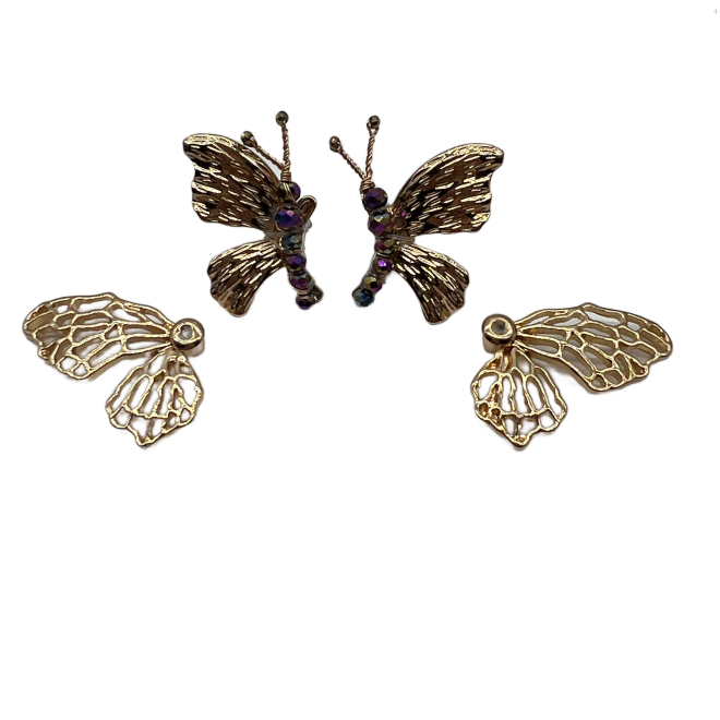 Vintage Gold Butterfly Stud Earrings For Women Gold Tone Dainty Statement Earrings