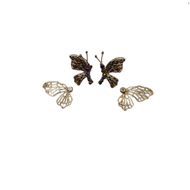 Vintage Gold Butterfly Stud Earrings For Women Gold Tone Dainty Statement Earrings